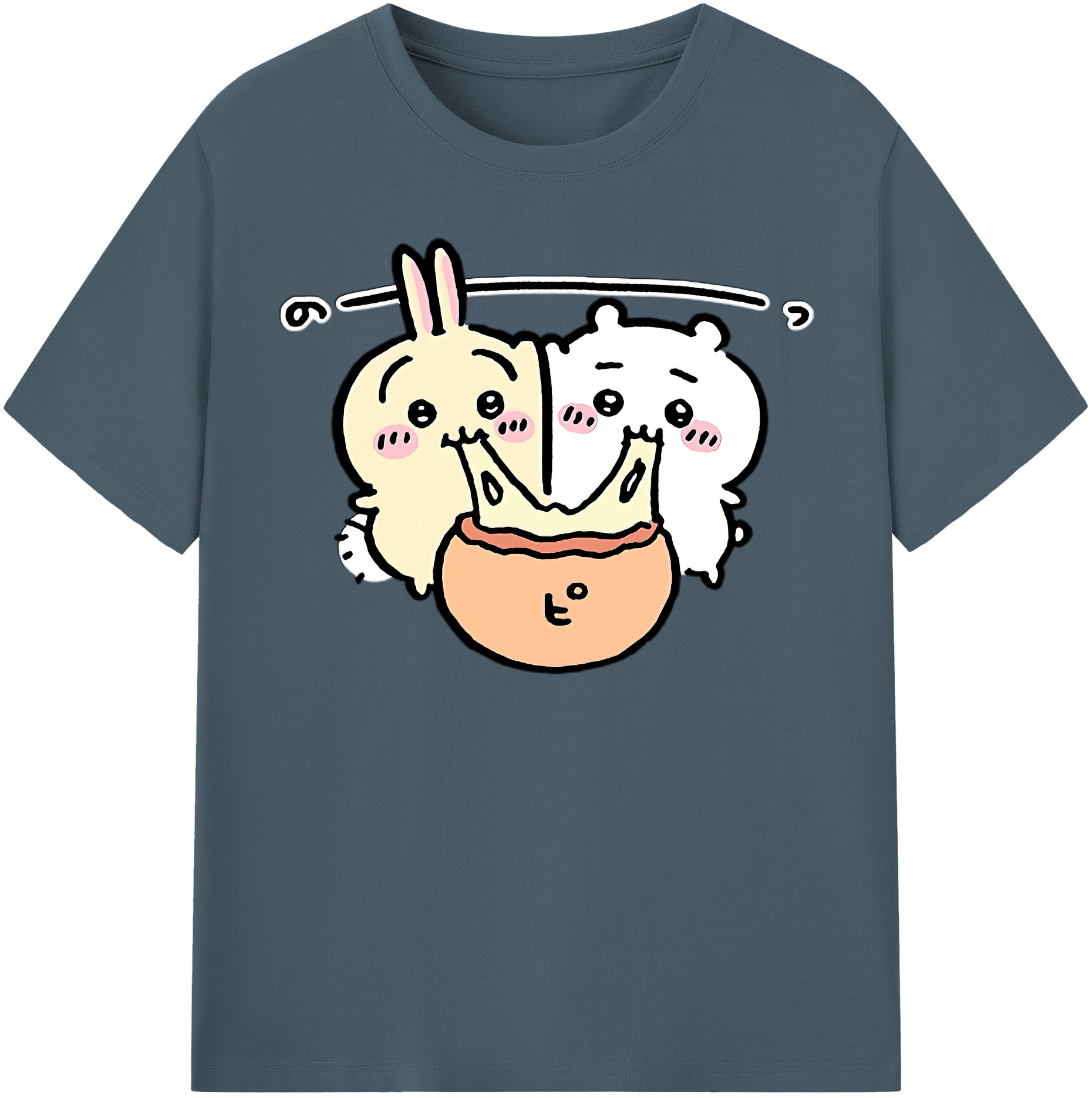 （画像用） ちいかわ うさぎ Chii-kawa usagi 綿100％半袖Tシャツ（フロントプリント）